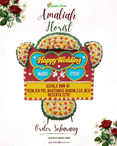 Karangan Papan Bunga Pernikahan di Gasol